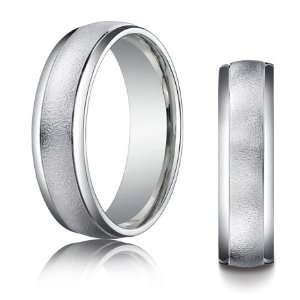  6mm Wire Brushed Band with Rounded Edges   10k White Gold 