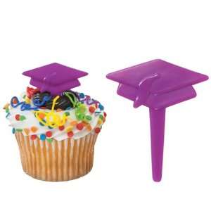  Party By DecoPac Graduation Cap Purple   Cake Picks 