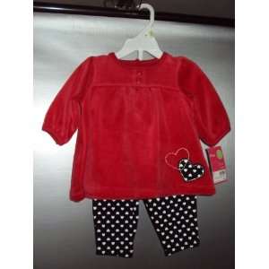   piece L/S Velor Top and Legging Pant Set Red/Black 6 Months Baby