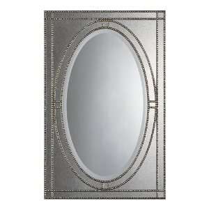  Beaded Frame Work with a Dark Gray Glaze & Antiqued Side Mirror 08055B