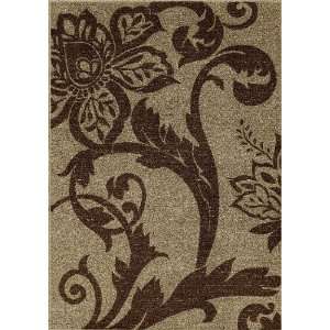 Monterey Taupe Floral Transitional Nylon Machine Woven Area Rug 8.20 x 