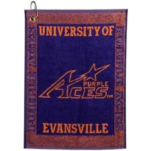  Evansville Purple Aces Woven Jacquard Golf Towel Sports 