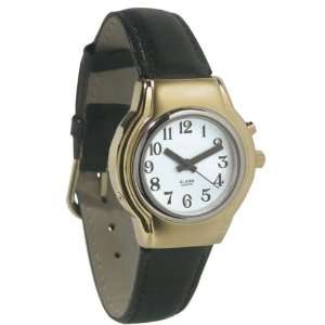  Ladies One Button Talking Watch   Black Leather Band 