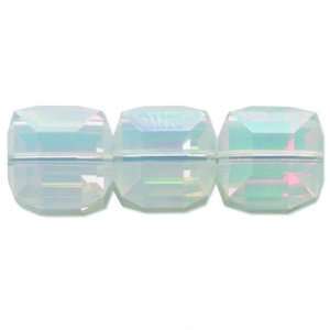  3 White Opal AB Cube Swarovski Crystal Beads 5601 8mm 