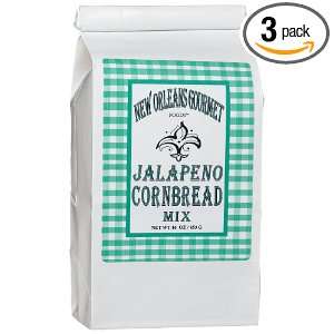 New Orleans Gourmet Foods Jalapeno Cornbread Mix, 16 Ounce Bags (Pack 