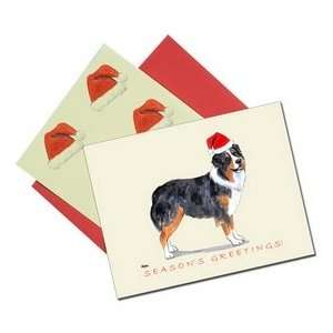  Santa Australian Shepherd Christmas Cards