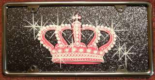Sparkly Painted *CROWN* Custom License Plate & *FRAME*  