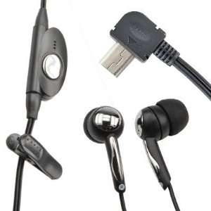 Mini USB Earbuds Headset Black #4 for Motorola KRZR K1, K1m/ L2/ L6 