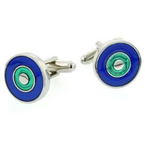   plated cufflinks with blue and turquoise enamel with presentation box
