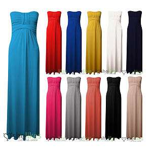  Jersey Dress Ladies Knot Front Strapless Boobtube Maxi Dress UK 8 14