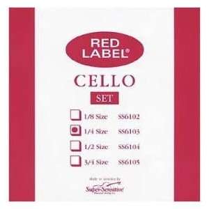  Super Sensitive Red Label 1/4 Cello String Set   Medium 