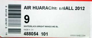   HUARACHE BBALL 2012 MANGO WHITE BLUE SZ 8.5 12 HURACHE FREE BBALL 2012