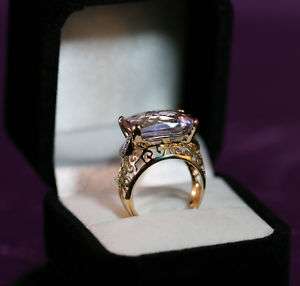 Brand New 14K Gold 9.40 CT. Fancy Pink Amethyst and SI Clarity Diamond 