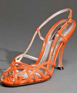 Dolce & Gabbana orange patent leather strappy slingback sandals