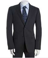 Gucci charcoal stretch wool 2 button suit with flat front pants style 
