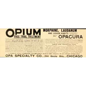   Opium Morphine Alcoholism Cure   Original Print Ad