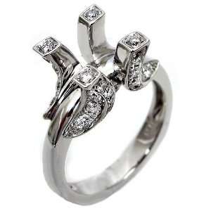    .85ct Round Diamond Semi Mount Setting Ring 14k White Gold Jewelry