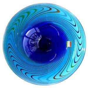 Murano Art Glass Vase Huge Plate Blue Swirl A55 