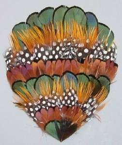 229 GREEN TIPPED MULTI PHEASANT & GUINEA FEATHER PAD  