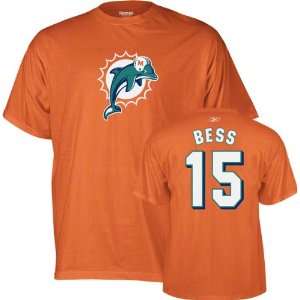  Davone Bess Miami Dolphins Orange Reebok Name & Number T 