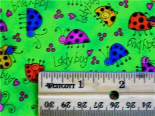 New Ladybug Fabric BTY Green Insect Bug  