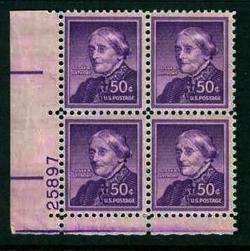 1955 Sc 1051 Anthony 50 cent MNH plate block of 4 Typical  