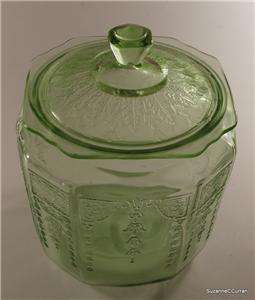 Anchor Hocking PRINCESS Green Depression Glass Cookie Jar & Lid  