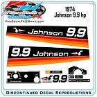 1974 Johnson 9.9 HP Deluxe Outboard Reproduction 10 Piece Vinyl Decal 