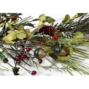  Primitive Country Pine Garland Accented with Berries, Pine 