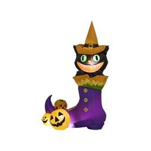  7ft Airblown Inflatable Halloween Cat in Boot Patio, Lawn 