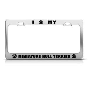 Miniature Bull Terrier Dog Dogs license plate frame Stainless Metal 