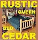   CEDAR LOG STYLE QUEEN BED CABIN WOOD BEDROOM FURNITURE HEADBOARD RAIL