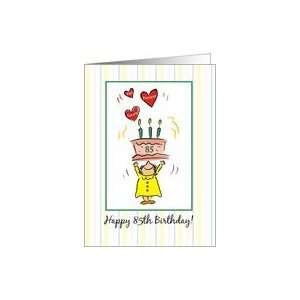  Woman, 85th Birthday Cake and Hearts Card Toys & Games