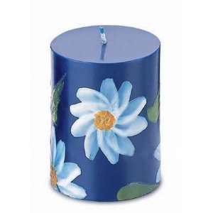 Hand Painted Pillar Candle   Blue   3x4 Inches