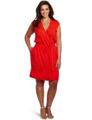 Kenneth Cole Womens Plus Size Smocked Waist Pullover Dress
