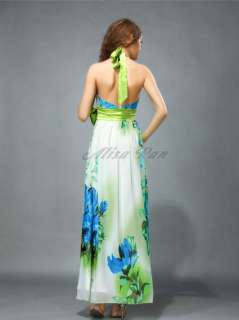 NWT Floral Print Bowtie Halter Formal Gown 09355 Sz 3XL  