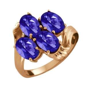   80 Ct Oval Tanzanite Blue Mystic Topaz 18k Rose Gold Ring Jewelry