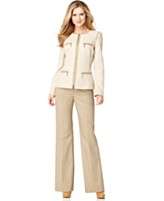 NEW Anne Klein Suit, Zip Front Contrast Trim Jacket & Pants