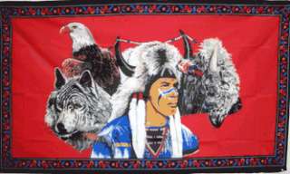 USA Native American Indian Wolf and Eagle 3x5 Flag NEW  