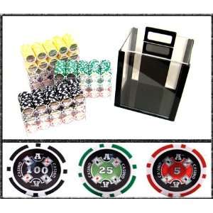  1000 Ct Ace Casino Acrylic Poker Chip Set with 10 Clear 