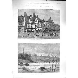  1878 Floods Norwich Heigham Street River Boats England 