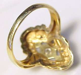 Antique Diamond Accented, Two Tone 14KT Solid Gold Ring ~ Size 5.75 