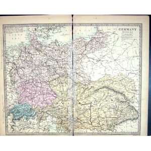  Harrow Antique Map 1880 Germany Switzerland Austria 