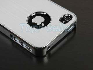 Silver Steel Chrome Deluxe Case Case For iPhone 4 4G 4S S+ Screen Film 