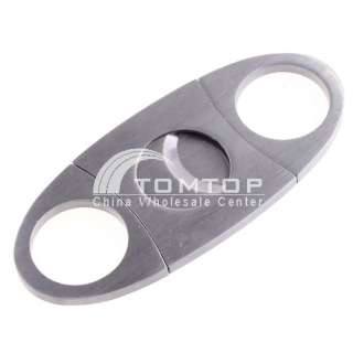 Stainless Steel Cigar Cutter Knife Double Blade Blades   Silver H803S