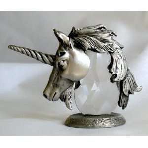  Crystal and Pewter Unicorn Head