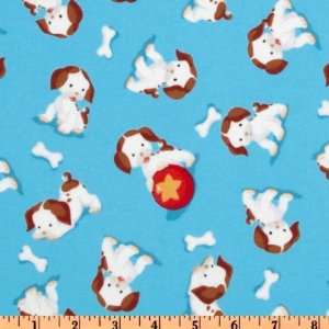  43 Wide Poky Little Puppy Flannel Allover Blue Fabric By 