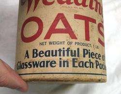 early quaker oats round box w/ free glassware premium  