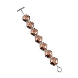  Barse Sterling Silver and Copper Hexagon Link Bracelet 