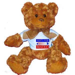  VOTE FOR MATEO Plush Teddy Bear with BLUE T Shirt Toys 